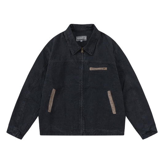 American Retro Loose Casual Long Sleeve Polo Collar Jacket