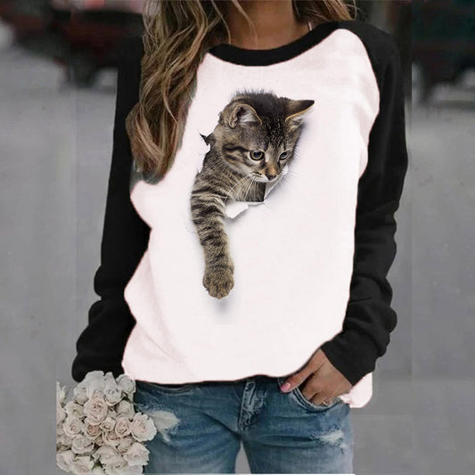 Sweatshirt med rund hals og dyreprint