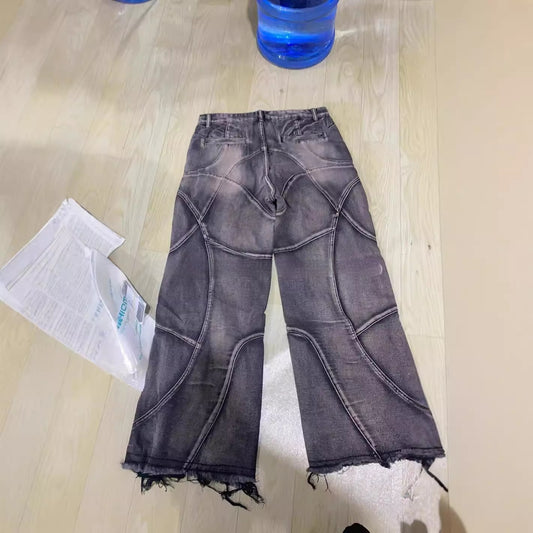 Casual Retro Washed Wide Leg Straight Jeans