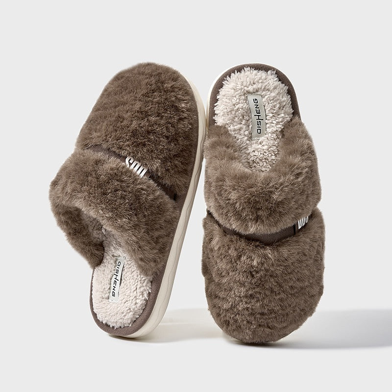 Simple Plush Cotton Slippers Indoor Home Warm Slugged Bottom Soft And Comfortable