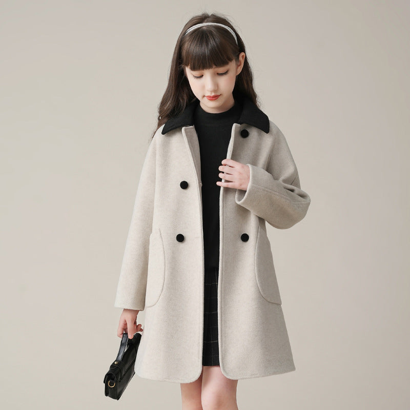 Western Style Woolen Coat Mid-length Padded Coat