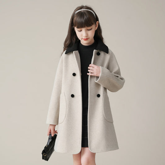 Western Style Woolen Coat Mid-length Padded Coat