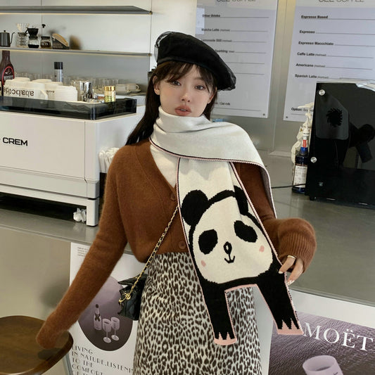 Cute Tiger Knitted Wool Shawl Students Warm-keeping Scarf