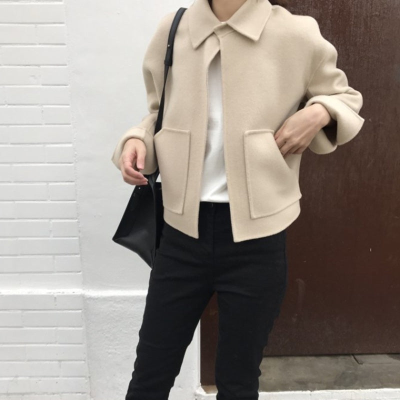 小さな両面ウール スリム 手作り ショートコート