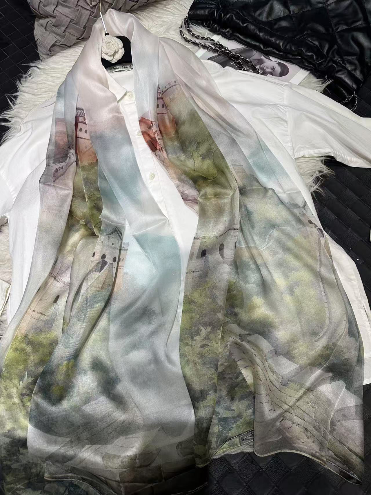 Mulberry Silk Chiffon With Digital Printlightweight Airy And Flowy Summer Sheer Scarf