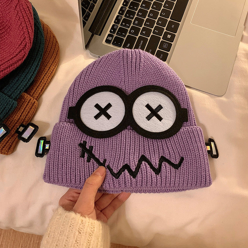 Cartoon-Knit Beanie For Fall And Winter