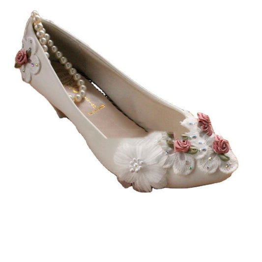 Women's Fashion Decorative Pearl Anklet Wedding Shoes