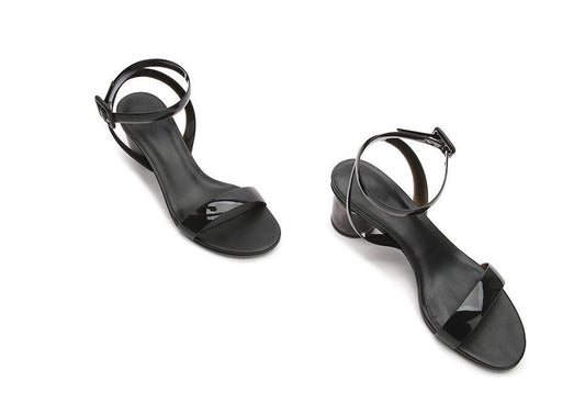 Simple Word With Transparent Round Heel Sandals High Heels
