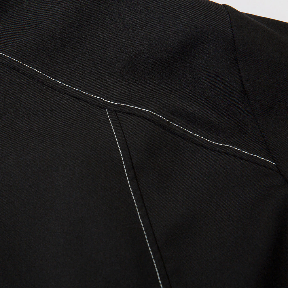 Loose Topstitching Lapel Shirt Coat