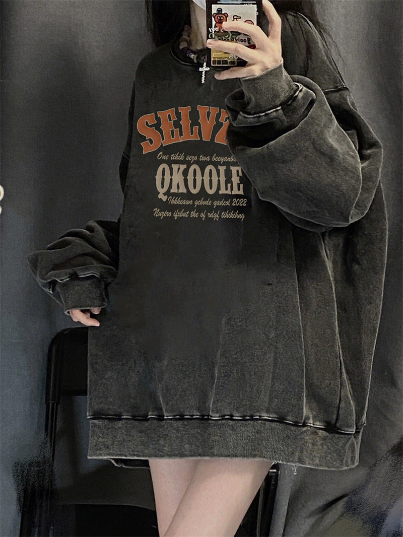 American Retro Washed Distressed Sweater For Women Spring And Autumn