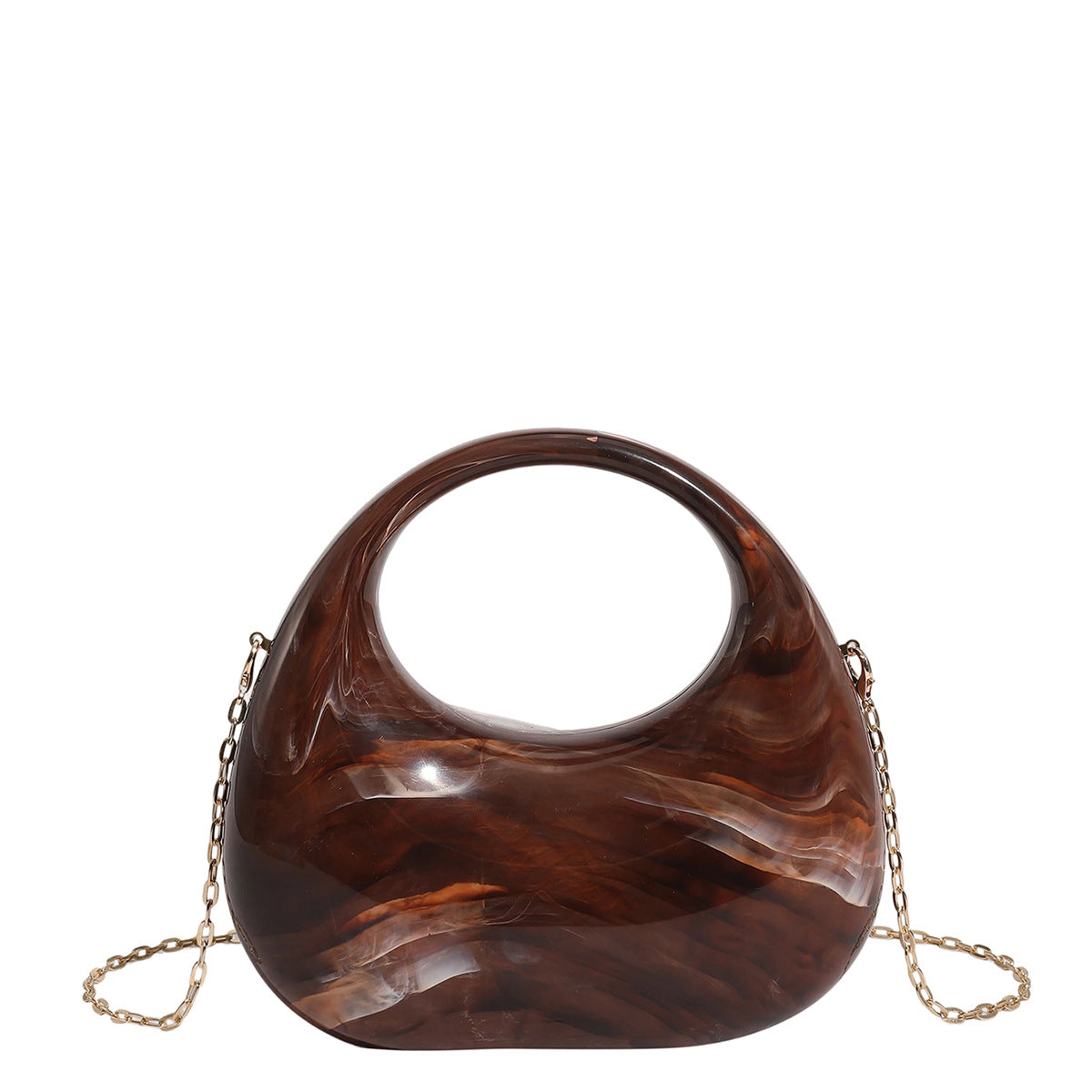 Womens Evening Handbag With A Moon-shaped Underarm Design  Acrylic Box Bag,
