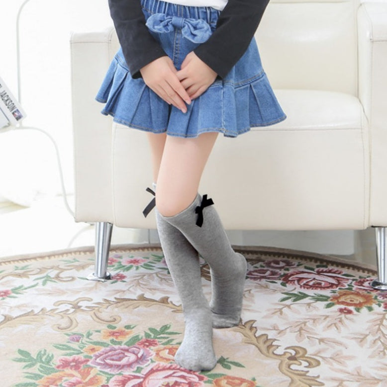New Style Striped Cotton Socks, Girls' Socks, Bowknot Socks