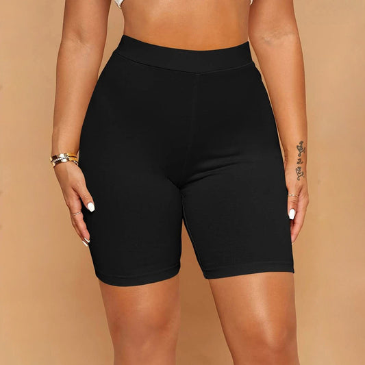 European And American Women's Solid Color Bottoming Tight High Waist Casual Shorts