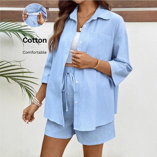 Casual Loose Half-Sleeve Top And Pants Maternity Two-Piece Set