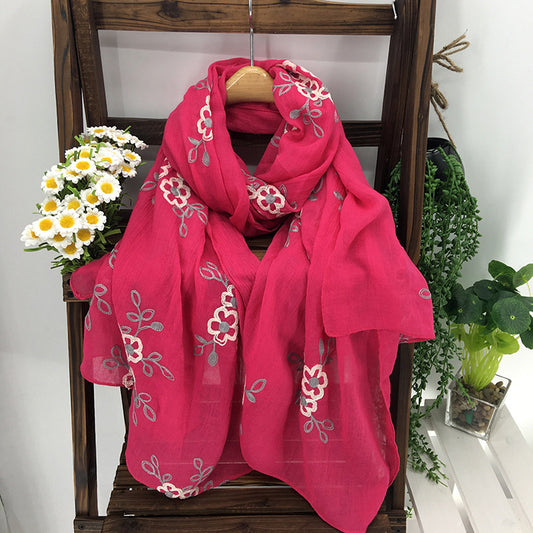 Spring And Summer Women's Artistic Ethnic Style Shawl Cotton Linen Versatile Long