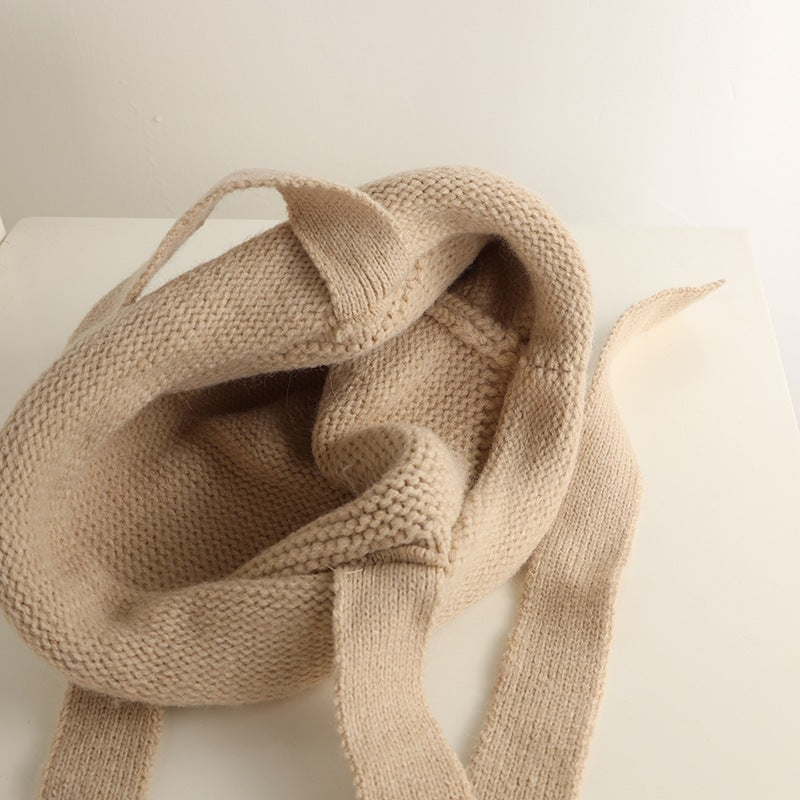 Women's Lace-up Wool Knitted Leifeng Hat