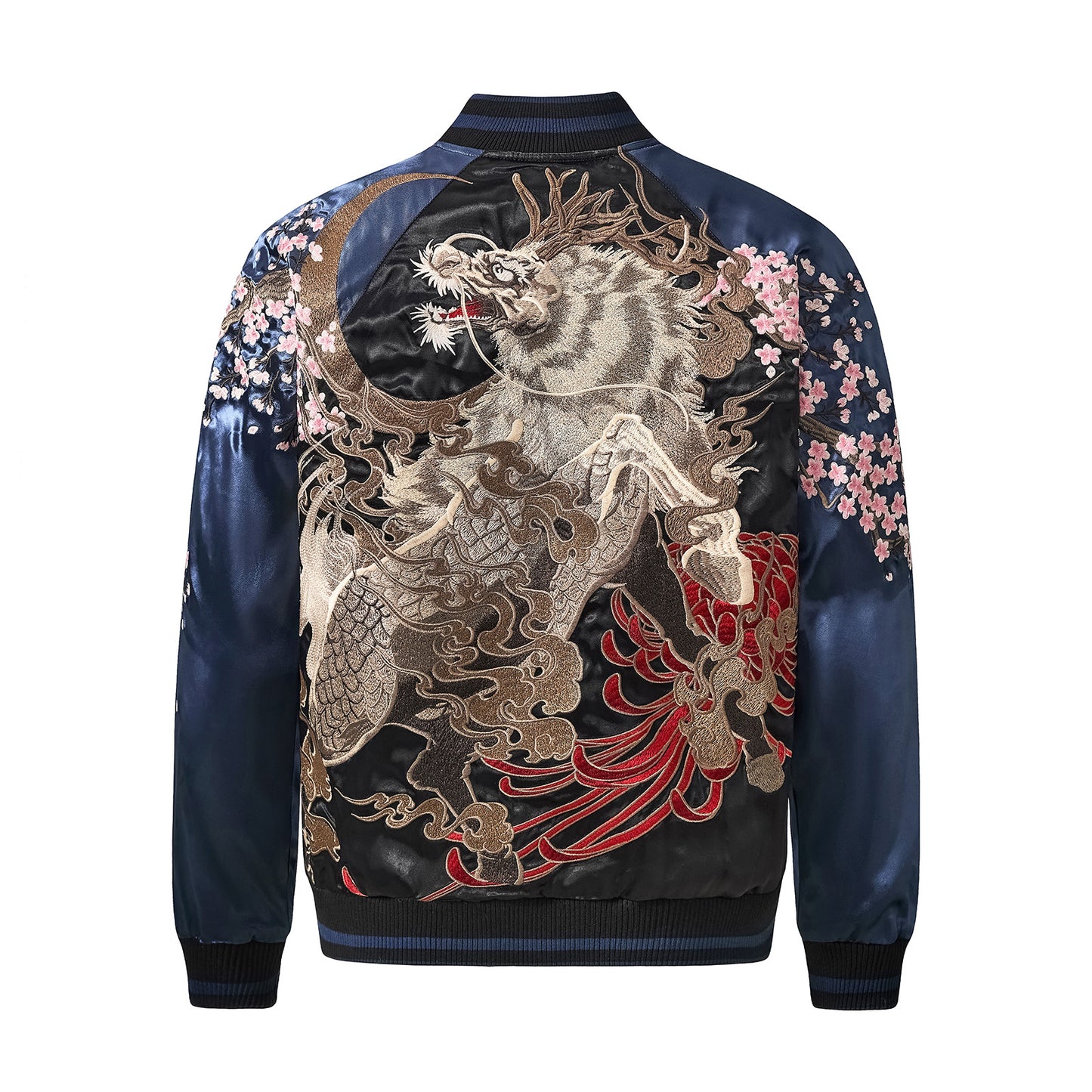 Heavy Duty National Style Kylin Beast Embroidered Baseball Jacket