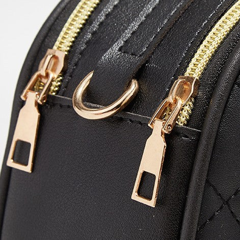 New Rhombus Embroidery Double Zipper Handbag Crossbody