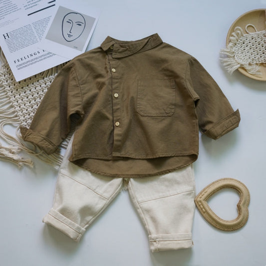 Children's Hanfan Twill Daddy Pants Two-Color Stitching Pocket Pants