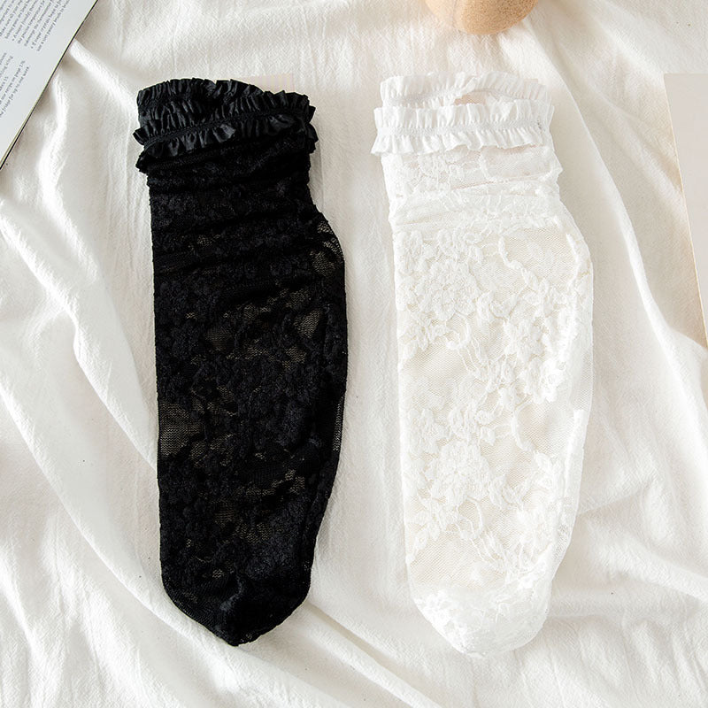 White Lolita Lace Socks Sweet Retro Calf Socks