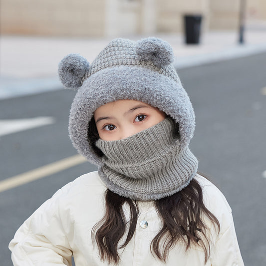 Neck Warmer Integrated Hood With Face Mask For Children Cycling