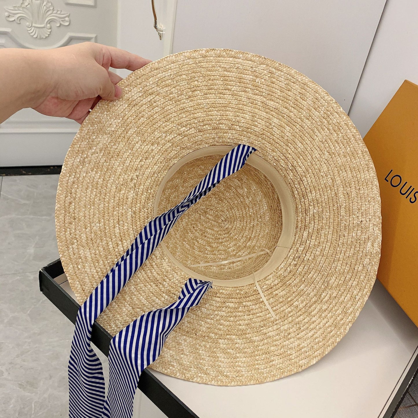 Blue Strappy Beach Spring Summer Seaside Sun Hat