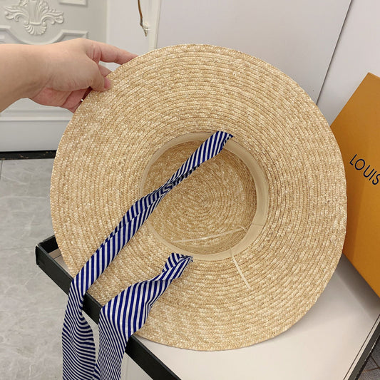 Blue Strappy Beach Spring Summer Seaside Sun Hat