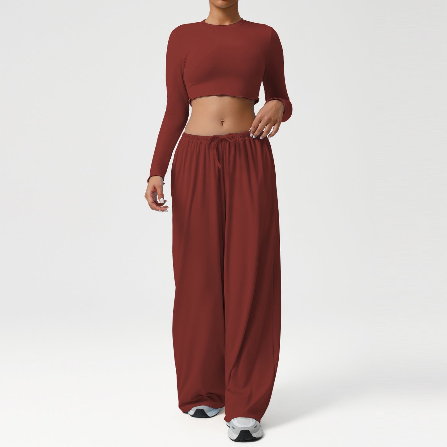 Loose Draping Wide-leg Pants For Workouts Yoga Outfit Set