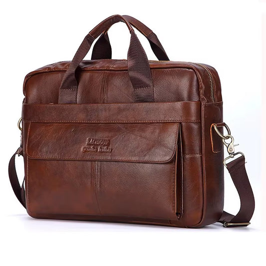 Men's Genuine Leather Messenger Bags for Business and Travel - Casual Laptop Crossbody Shoulder Bags