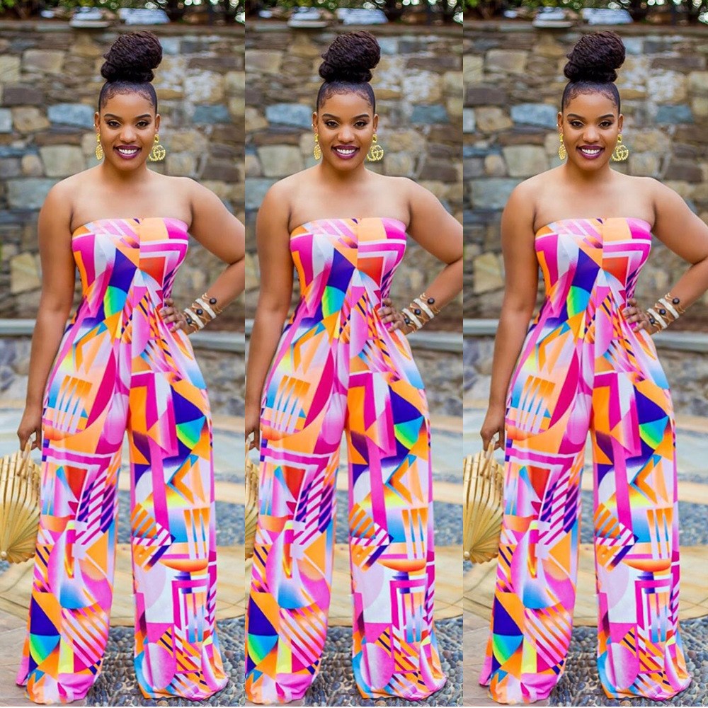 Dame Ny Hot Sexet Modenyhed Jumpsuit Med Print Og Store Ærmer
