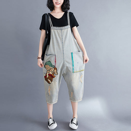 Women's Loose New Embroidered Cartoon One Piece Harem Pants