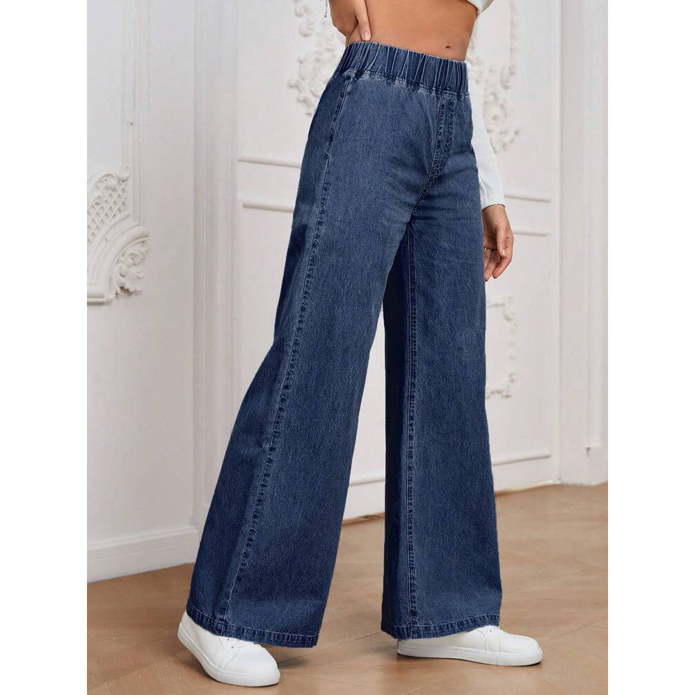 New High-waisted Wide-leg Loose-fit Retro Draping Straight-leg Long Pants