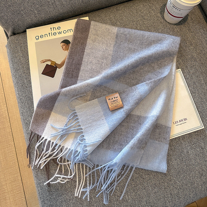 Pure Wool Plaid Scarf British Classic