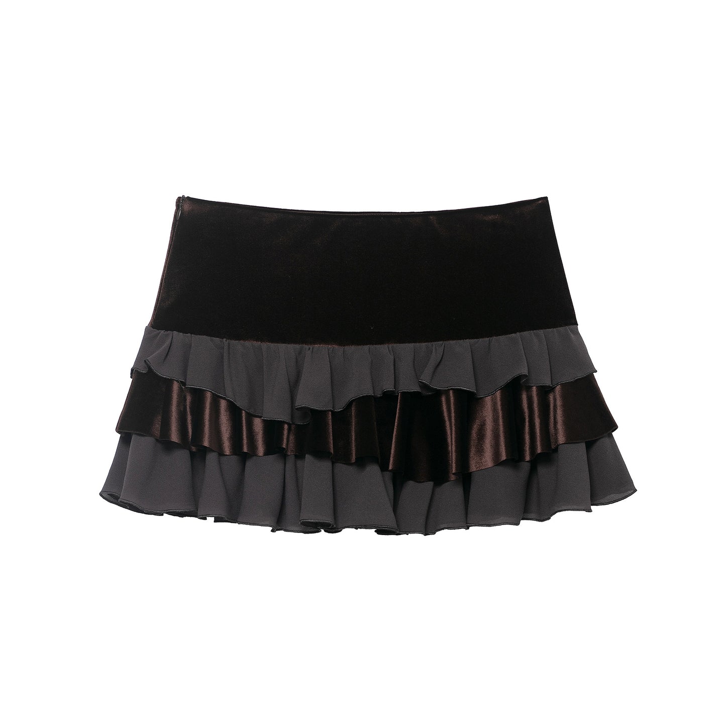 New Autumn Womens Velvet Patchwork Layered-Design Mini Skirt