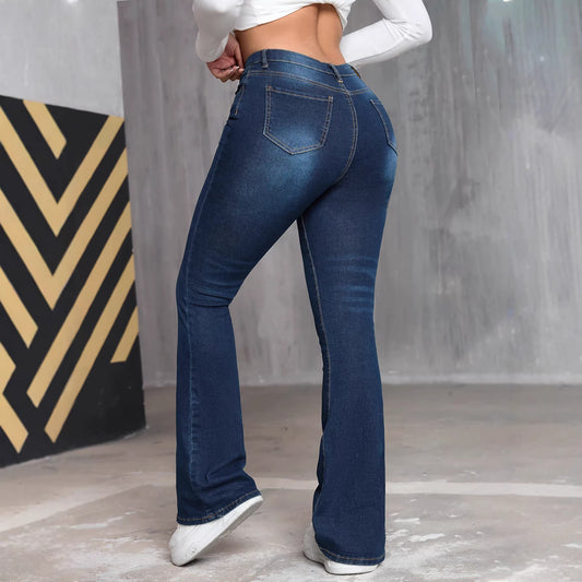 Dame Mid-waist Strækbare Slim-fit Jeans