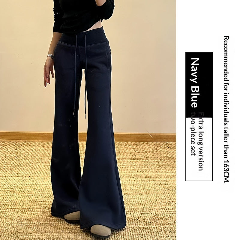 Dark Gray Flared Pants Womens High-Waisted Casual Sport Pants