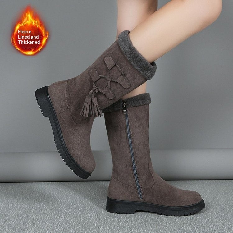 Womens Thick-soled Fleece-lined Extra-thick Boots From Europe And The US