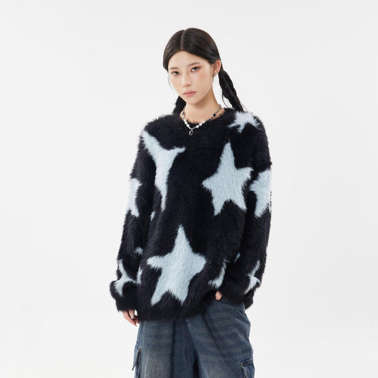 Personality XINGX Full Printed Niche Knitted Lazy Soft Glutinous Sweater