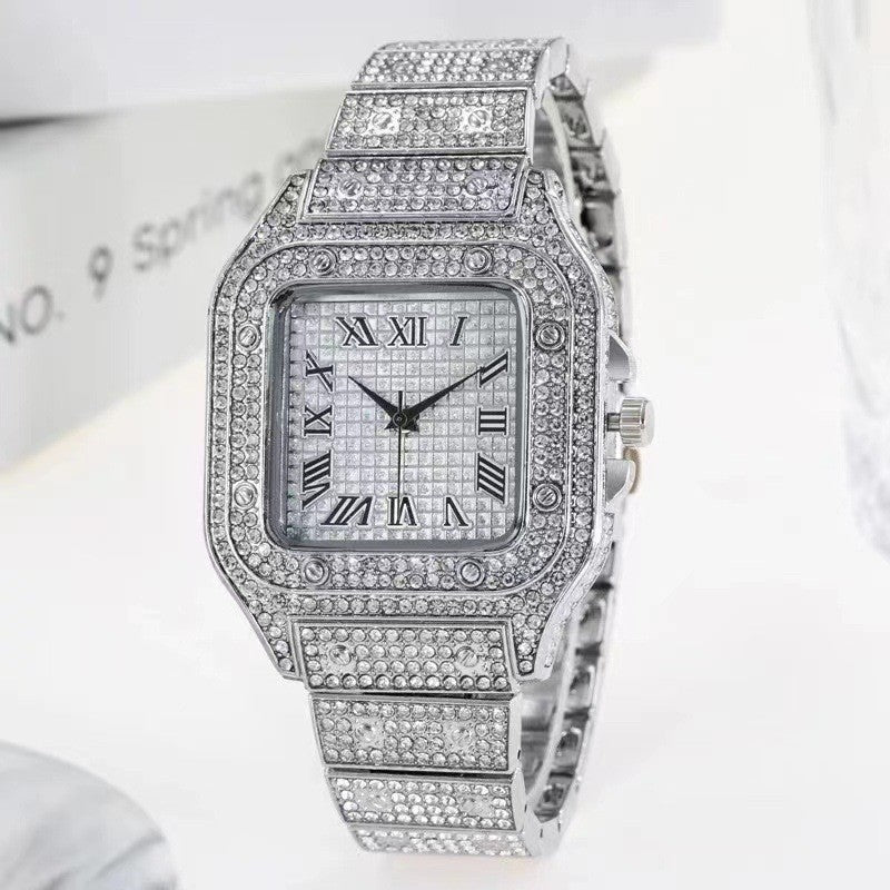 Square Diamond Full Diamond Roman Gradient Ladies Watch