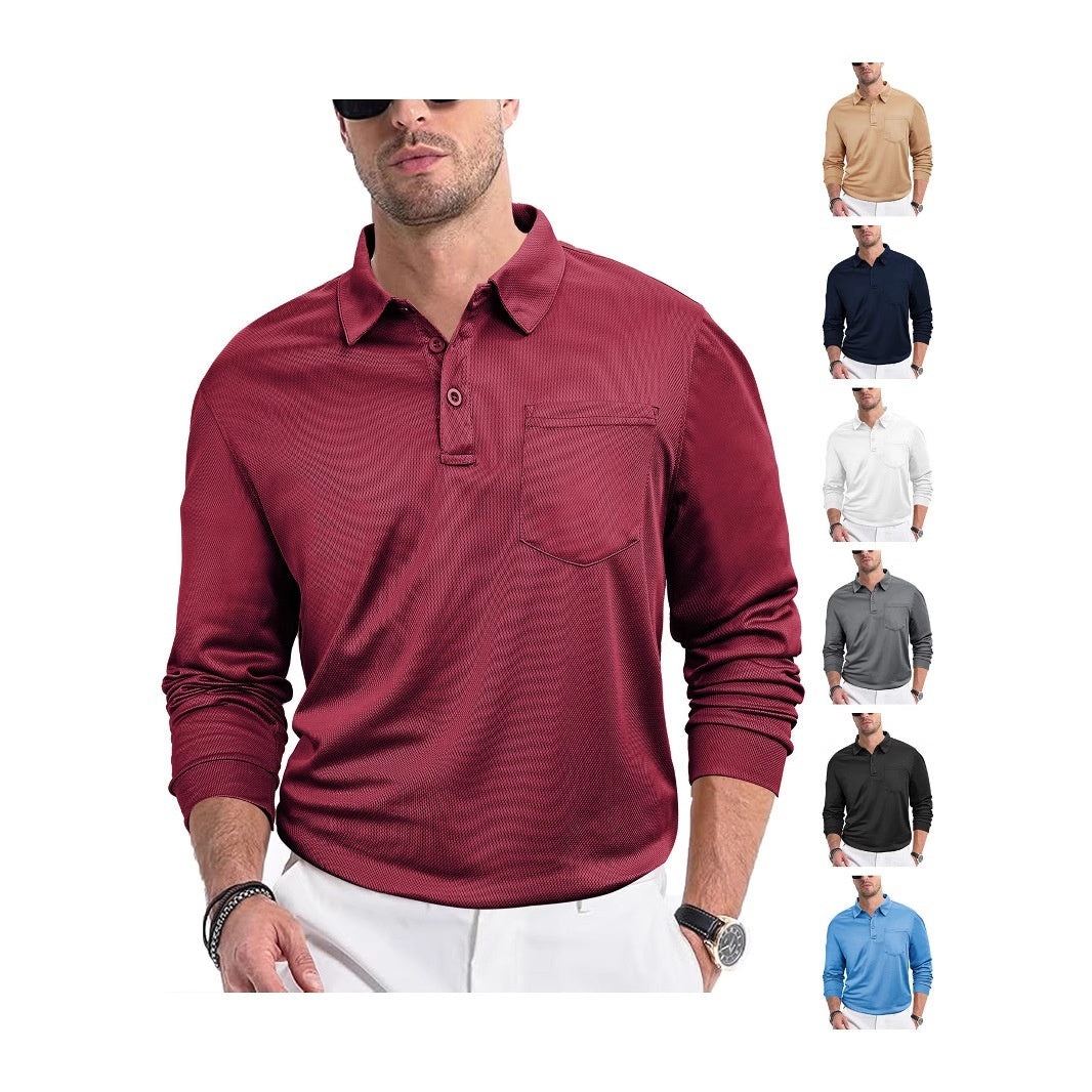 Men's Casual Loose Solid Color Long Sleeve Shirt