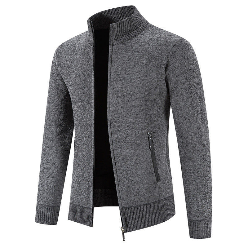 Velvet Sweater Zipper Cardigan Slim Jacket Coat