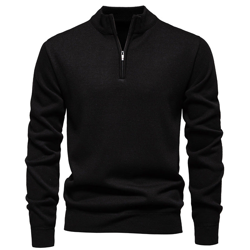 Casual Men's Solid Color Half-zip Sweater