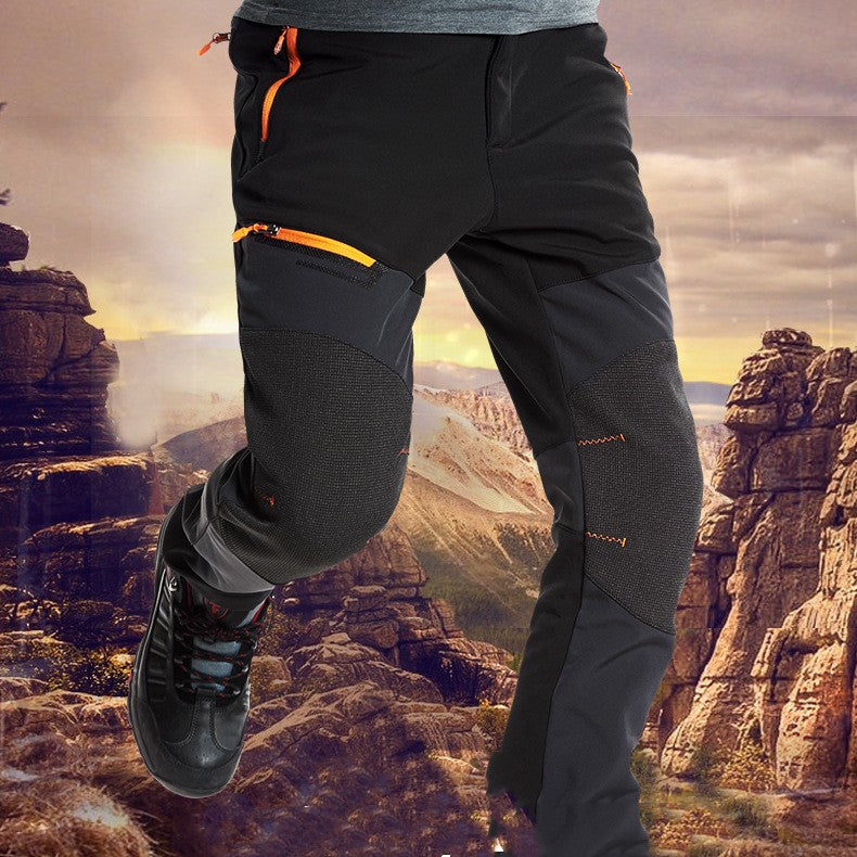 Outdoor Fleece-lined Warm Waterproof Windproof Breathable Climbing Pants
