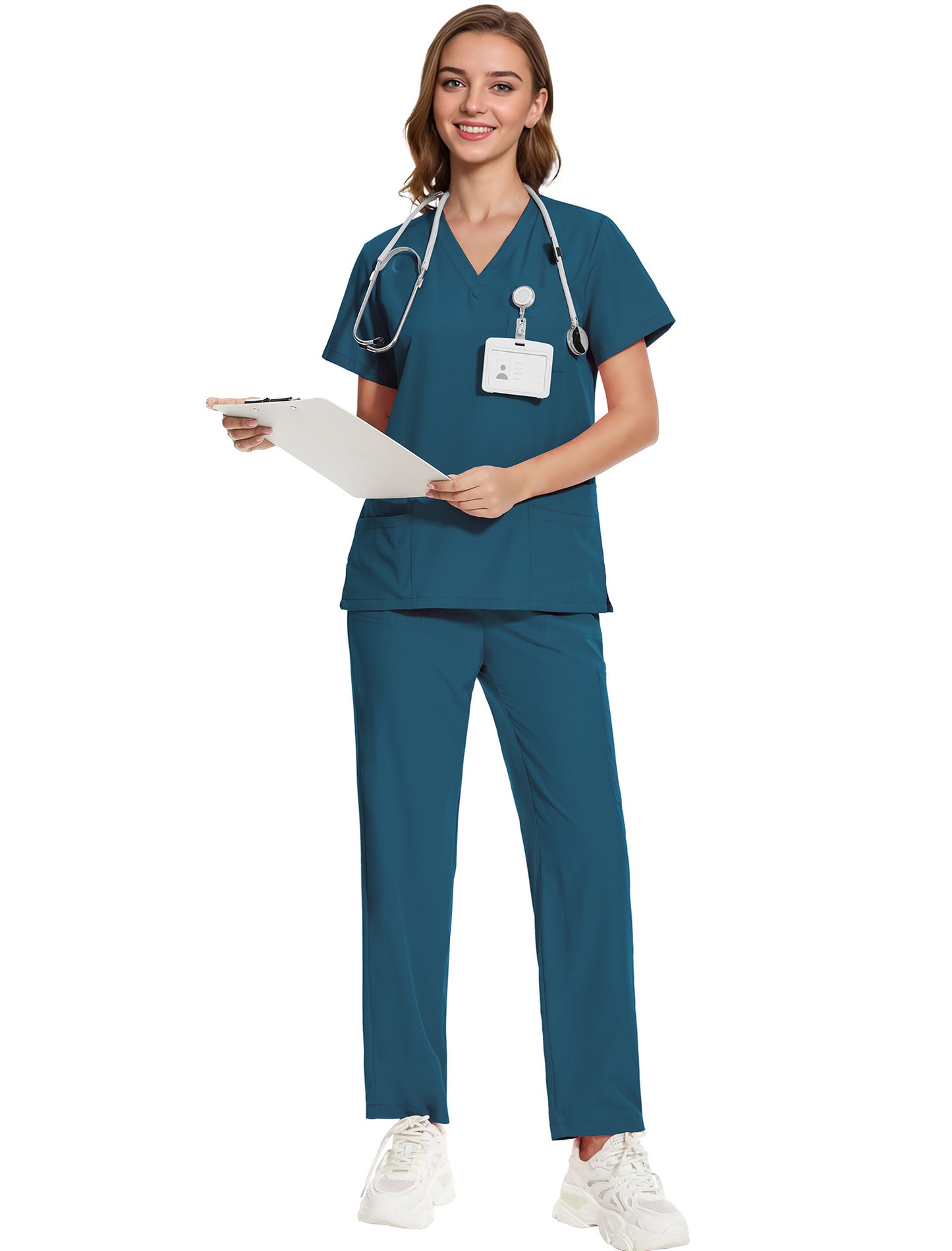 Surgical Gown V-Neck Short-Sleeve Hospital Nurse Uniform Workwear Set