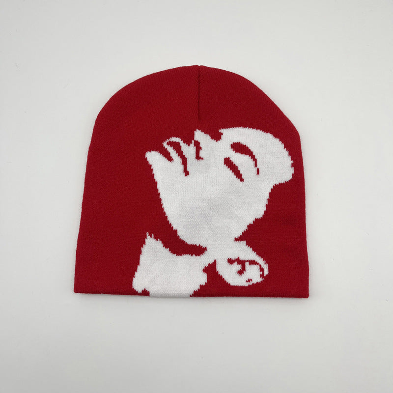 European And American Jacquard Portrait Series Brimless Knitted Hat