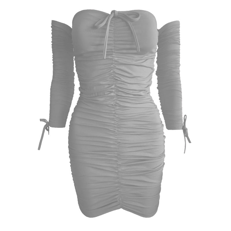 shoulder Long-sleeved Tube Top Sexy Dress 1One-
