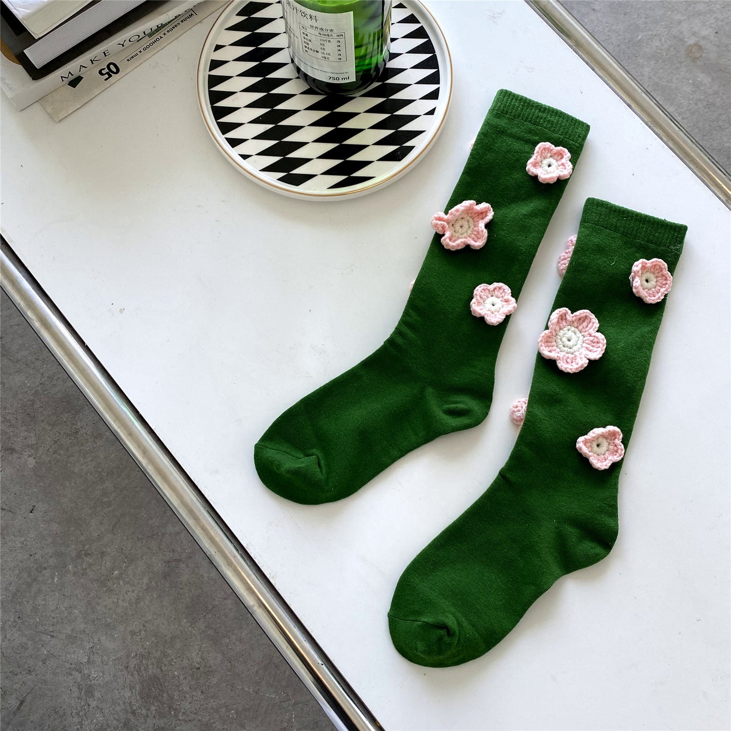 Tulip Hook Flower Long Socks Female Autumn And Winter