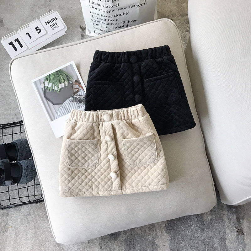 Girls Fashion All-match Plus Velvet Padded Skirt