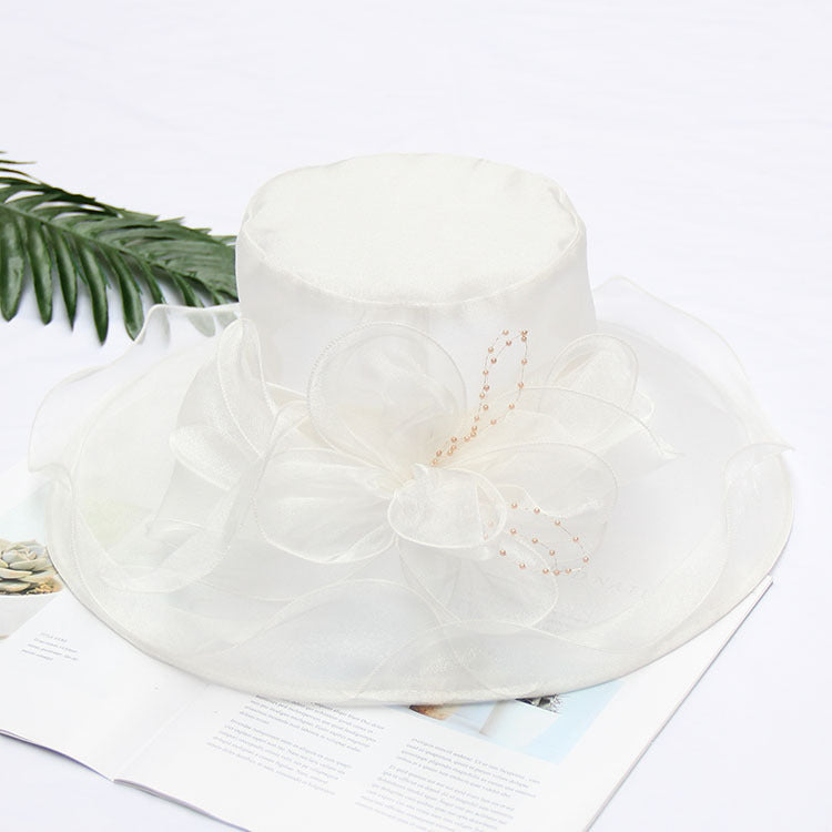 Cool Retro Flower Mesh Sun Hat Organza Sunscreen Women's