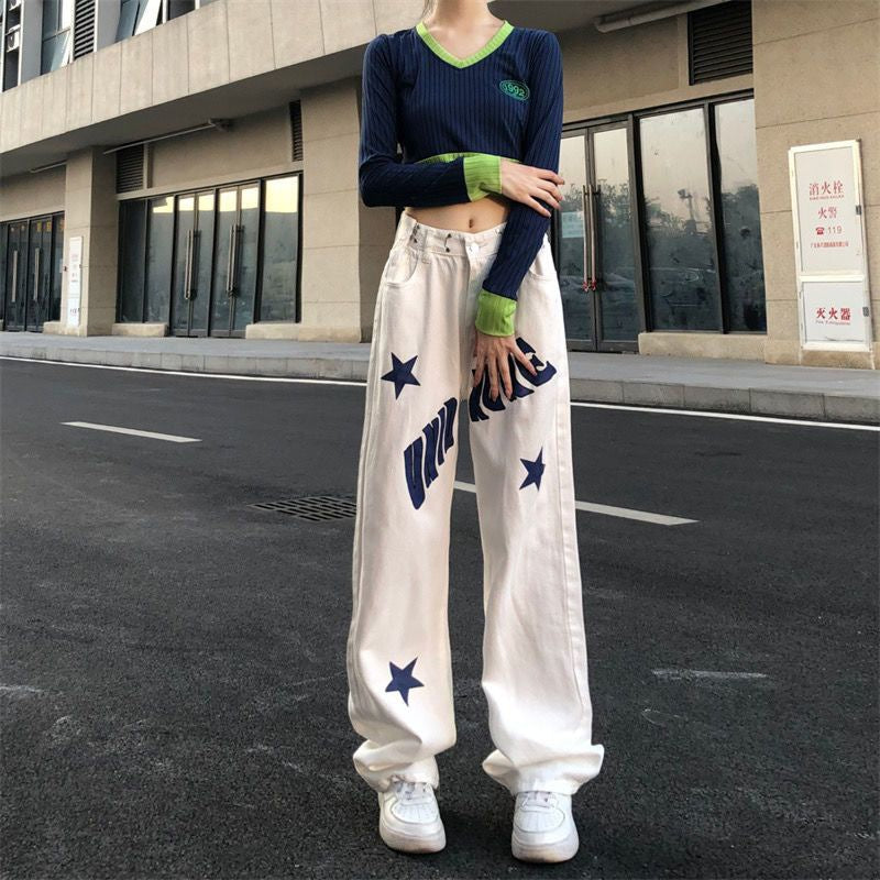 Women's Versatile High Waist Loose Casual Jeans